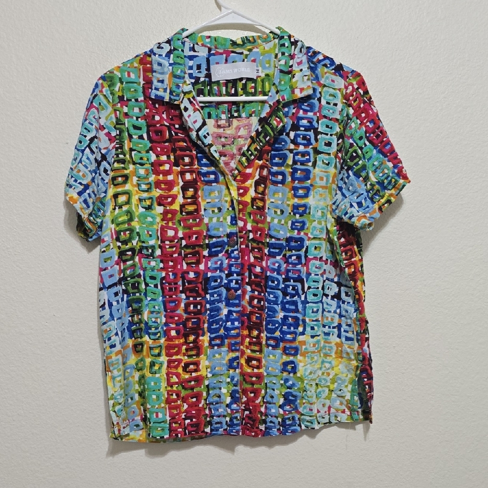 Jams World Vintage Multicolor Geometric Womens Shirt M